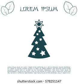 Fir tree vector line icon.