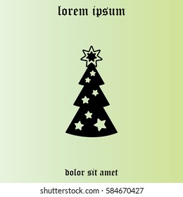 Fir tree vector line icon.