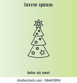 Fir tree vector line icon.