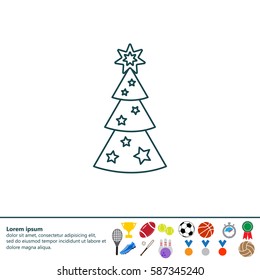 Fir tree vector line icon.