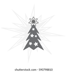 Fir tree vector line icon.