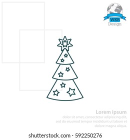 Fir tree vector line icon.