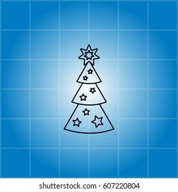 Fir tree vector line icon.