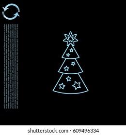 Fir tree vector line icon.