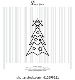 Fir tree vector line icon.