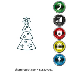 Fir tree vector line icon.