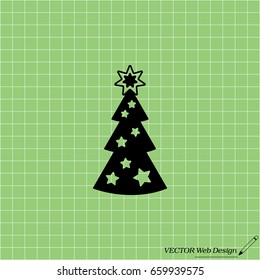 Fir tree vector line icon.