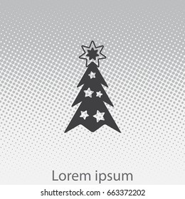 Fir tree vector line icon.