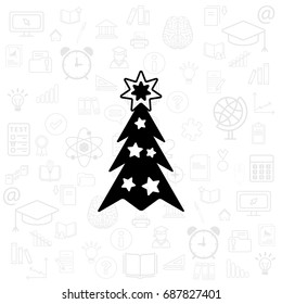 Fir tree vector line icon.