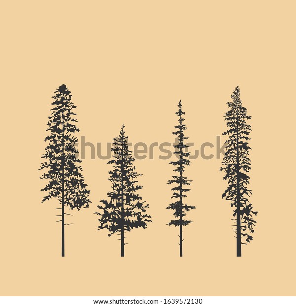 Fir Tree Vector Set Silhouette Stock Vector (Royalty Free) 1639572130 ...