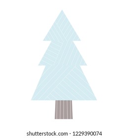 Fir tree winter illustration. Modern decoration elemet for Christmas and New year party, greeting card. Simple scandinavian child design.