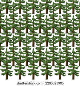 Ilustración del bosque de árboles de flores sobre fondo blanco