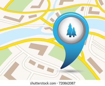 Fir Trees forest. Symbol on the map pointer