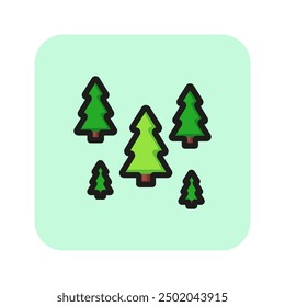 Fir trees line icon. Forest, woods, park. Christmas concept. Vector illustration can be used for topics like parkland, environment, ecology