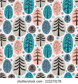 Fir trees seamless pattern