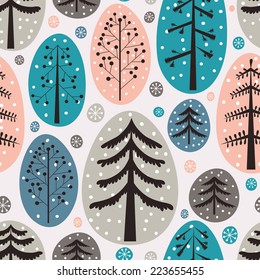 Fir trees seamless pattern