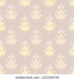Fir trees seamless pattern. Vector illustration.