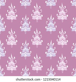 Fir trees seamless pattern. Vector illustration.