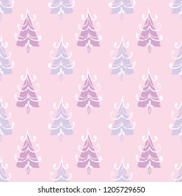 Fir trees semless pattern. Vector background.