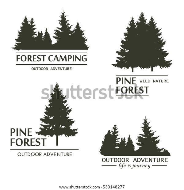 モミの木のシルエットロゴ 植物の木の枝の自然の森のシルエット トランク環境の落葉性のパイナツリーのシルエットベクター画像ロゴの季節の増加 ビンテージデザインテンプレート のベクター画像素材 ロイヤリティフリー