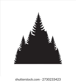 Fir trees silhouettes. Coniferous spruce horizontal background patterns, black evergreen woods vector illustration. Beautiful hand drawn panorama with treetops forest. Black pine woods