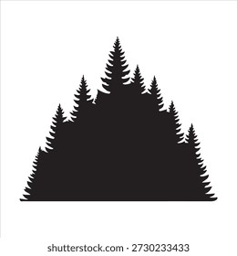 Fir trees silhouettes. Coniferous spruce horizontal background patterns, black evergreen woods vector illustration. Beautiful hand drawn panorama with treetops forest. Black pine woods