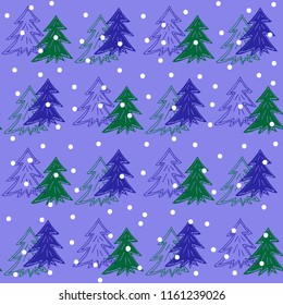 Fir trees and snow seamless background