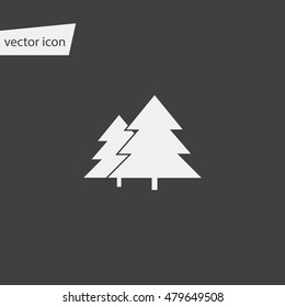 Fir trees vector icon on dark background