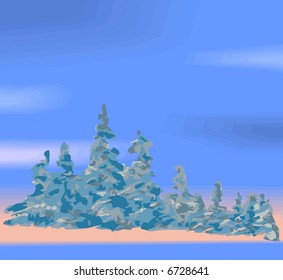 Fir Trees in Winter Vector