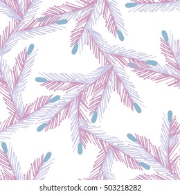 Fir twigs seamless pattern. Christmas vector background