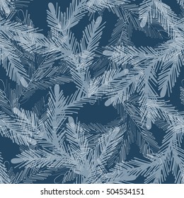 Fir twigs seamless pattern. Christmas vector background