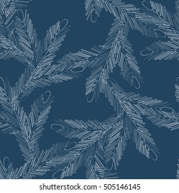 Fir twigs seamless pattern. Christmas vector background