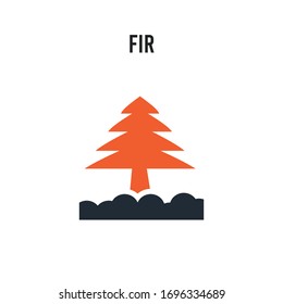 Fir vector icon on white background. Red and black colored Fir icon. Simple element illustration sign symbol EPS