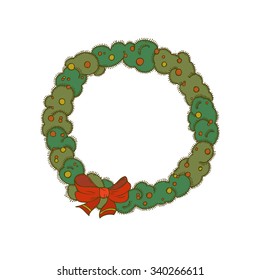 Fir wreath - a Christmas wreath of fir with some berries and red bow-knot