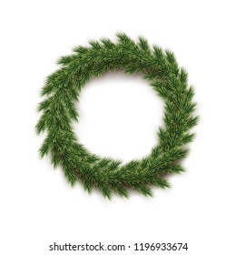 Fir wreath isolated on white background. Vector design element