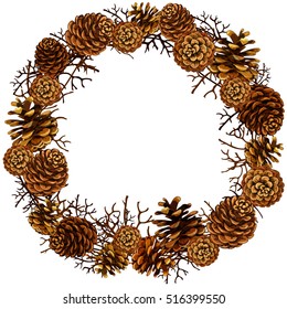 fir-cone. cone. Pattern wreath of cones. Vector illustration. decorative element. forest.