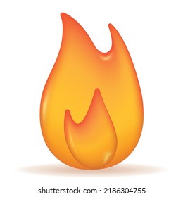 Fire 3d icon isolated on white. Vector realistic fireball illustration