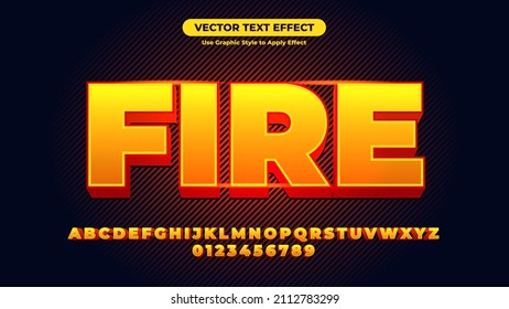 Fire 3D Text Effect. Neon red and yellow text effect template with 3d style use for title, headline, logo and business brand