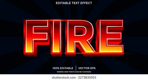 Fire 3D Text Effect. Neon red and yellow text effect template with 3d style use for title, headline, logo and business brand