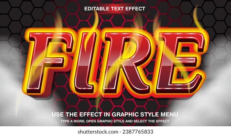 Efecto de estilo de texto 3d de incendio con tema de luz roja