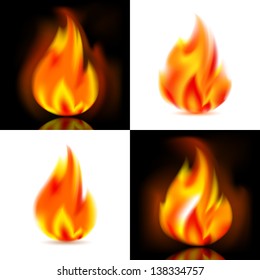 Fire, 4 flames. Vector illustration 10eps