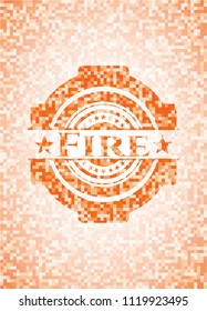 Fire abstract orange mosaic emblem with background