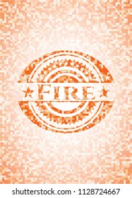 Fire abstract orange mosaic emblem with background