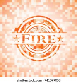 Fire abstract orange mosaic emblem