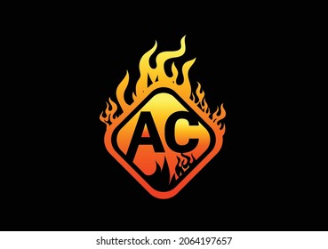 Fire AC Letter Logo And Icon Design Template