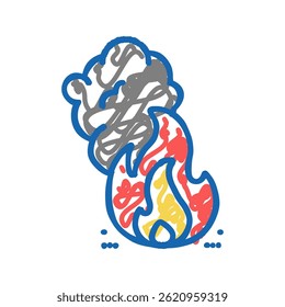 fogo acidente doodle ícone esboço vetor. sinal de acidente de fogo. ilustração símbolo isolado