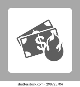 Fire Accident icon from Commerce Buttons OverColor Set. Vector style is dark gray and white colors, flat square rounded button, silver background.
