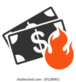 Fire Accident icon from Commerce Set. Vector style: bicolor flat symbol, orange and gray colors, rounded angles, white background.