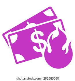 Fire Accident icon from Commerce Set. Vector style: flat symbol, violet color, rounded angles, white background.
