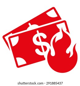 Fire Accident icon from Commerce Set. Vector style: flat symbol, red color, rounded angles, white background.